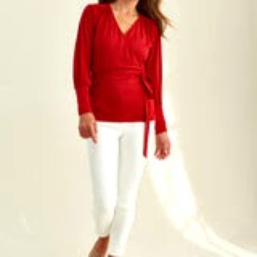Cassidy Dream Knit Blouse in Ruby Red
